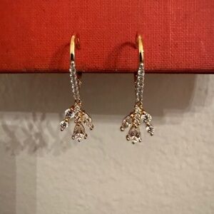 Vintage Inspired Gold-Plated Sterling Silver 925 Huggie CZ Dainty Earrings